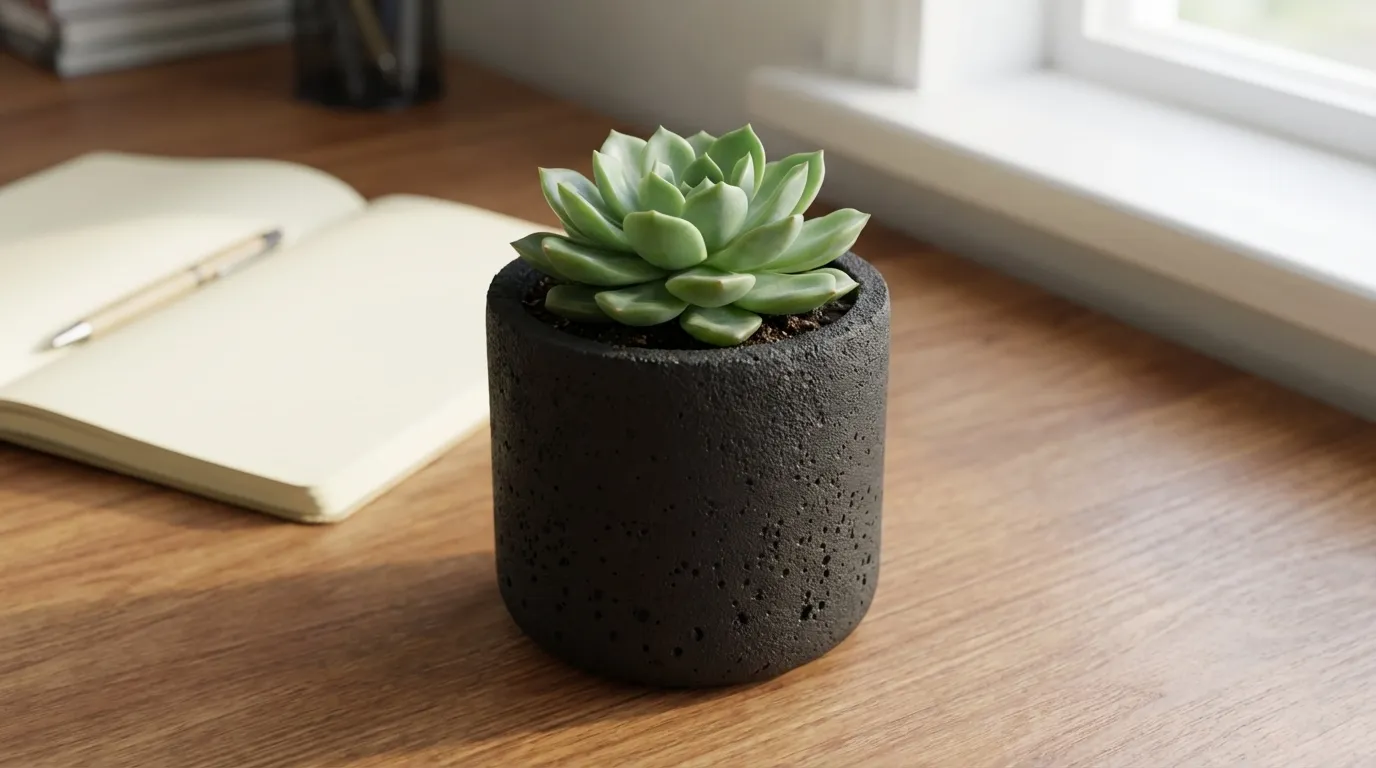 Succulents planted in concrete vessels
