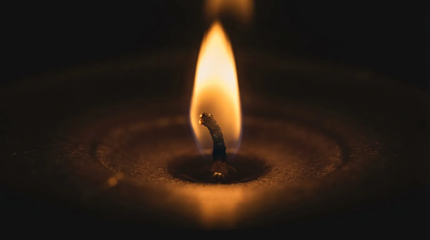 Natural wax candle with a clean cotton wick in soft light