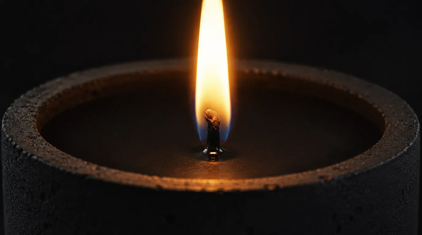 Close-up of a candle flame flickering against a dark background