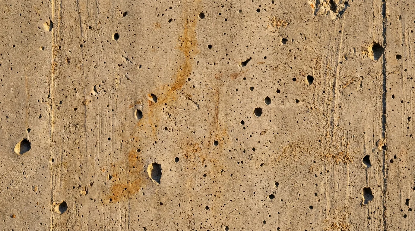 Close-up of concrete texture showing natural variations and air bubbles